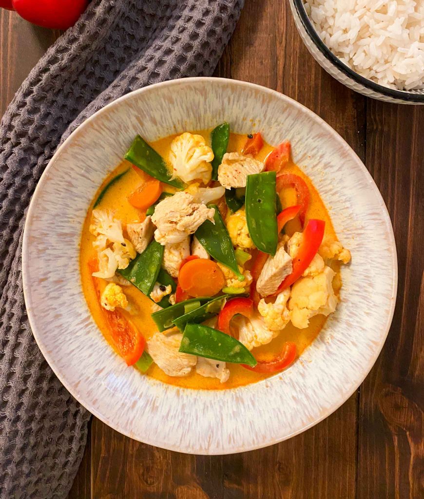 Rotes Thai Curry Rezept mit Reis 