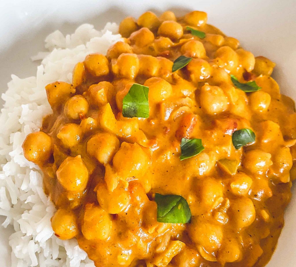 Kichererbsen Curry mit Reis - Schnelles Reisgericht