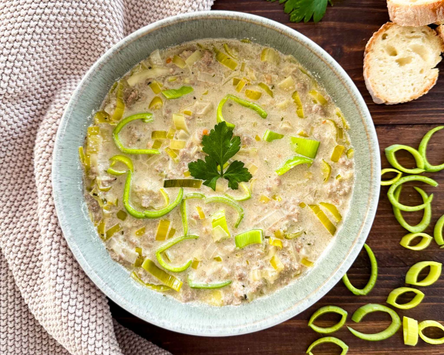 käse lauch suppe mit gehacktes