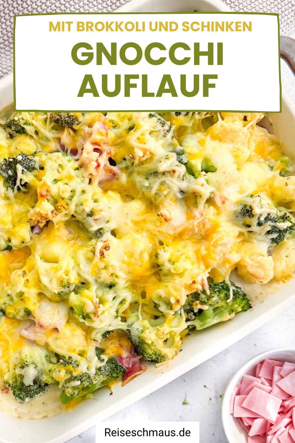 Schneller Gnocchi Auflauf mit Brokkoli und Schinken