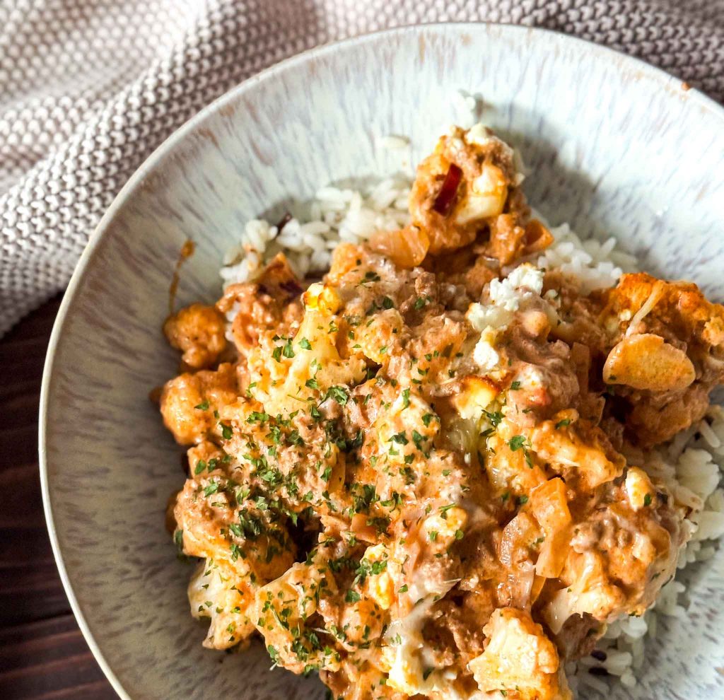 Auflauf mit Blumenkohl und Hackfleisch