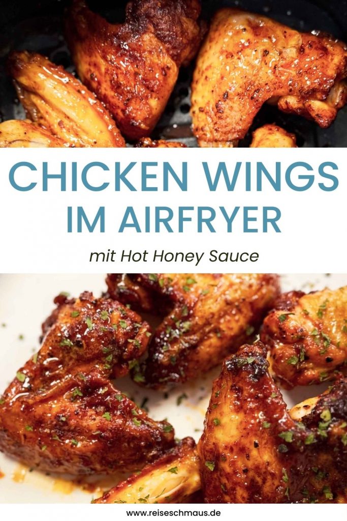Hot Honey Chicken Wings aus der Heißluftfritteuse 6 Chicken Wings Airfryer Rezept Pin