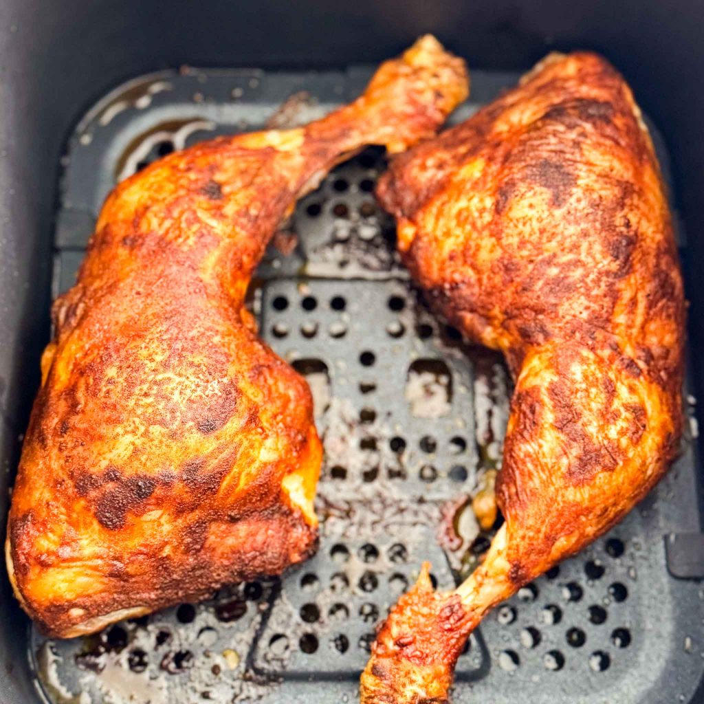 Hähnchenschenkel aus der Heißluftfritteuse 4 Hähnchenschenkel Heissluftfritteuse Rezept Zubereitung