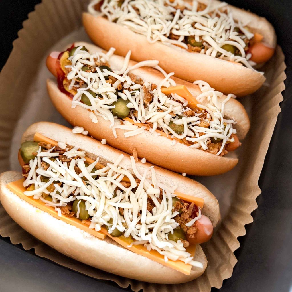 10 Minuten Airfryer Hot Dogs 6 Airfryer Hot Dogs belegt